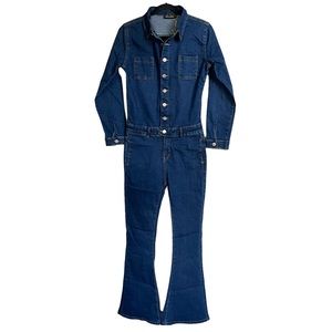 Denim Flare Jumpsuit M